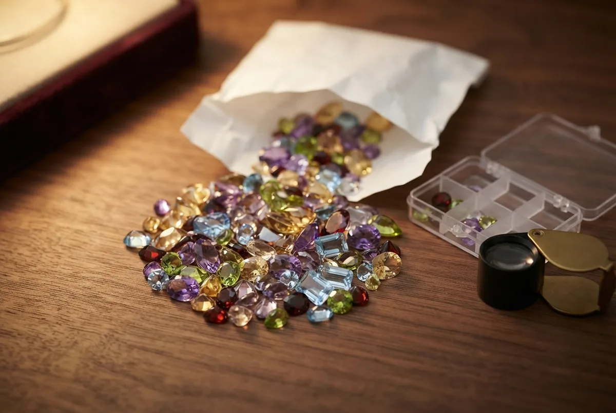 GemMartUSA mixed loose gemstones, 50+ carat wholesale lot (listing: natural, mixed cuts)