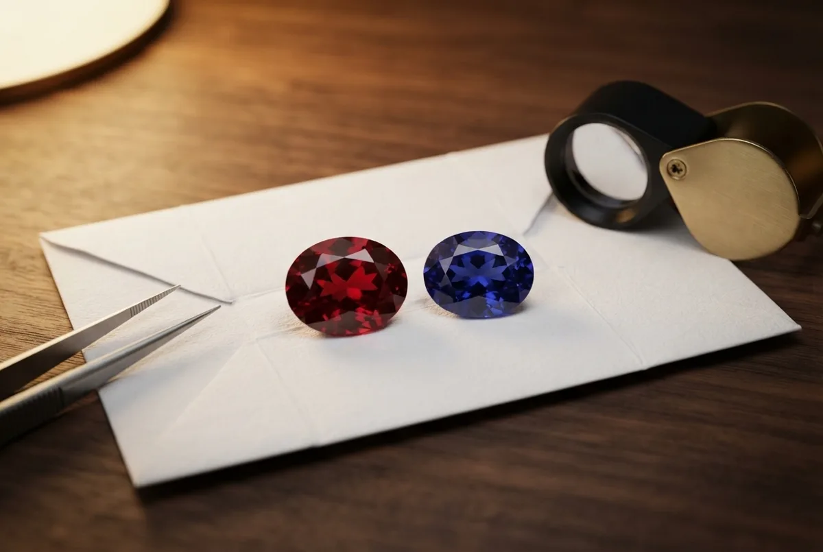 Lab-grown sapphire and ruby, oval cut loose stones, 6 x 8mm (about 1.5 ct each)