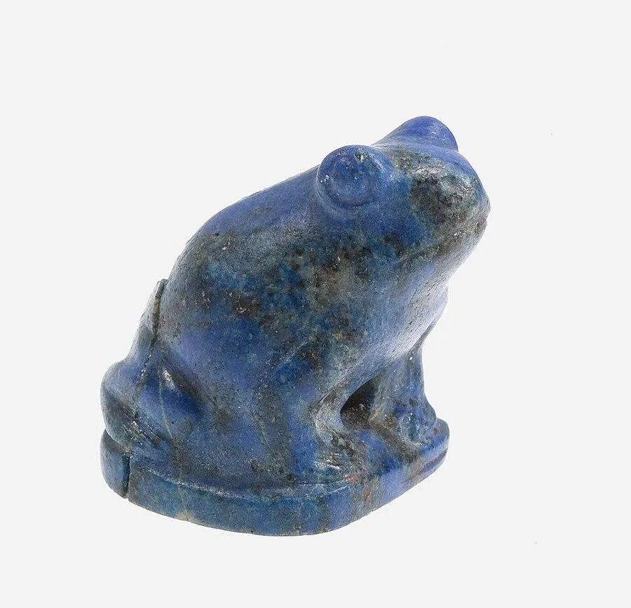 A lapis frog: A frog amulet carved from lapis lazuli, ancient Egypt.