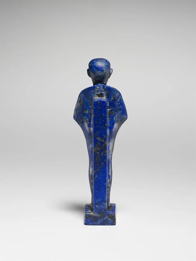 The god Ptah, in lapis: A small cult statue of Ptah, the creator god of Memphis, carved from lapis lazuli.