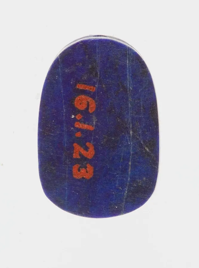 Princess Sithathoryunet’s lapis scarab: An uninscribed scarab of deep blue lapis lazuli from the tomb treasure of Princess Sithathoryunet, Middle Kingdom Egypt, about 1850 BC.