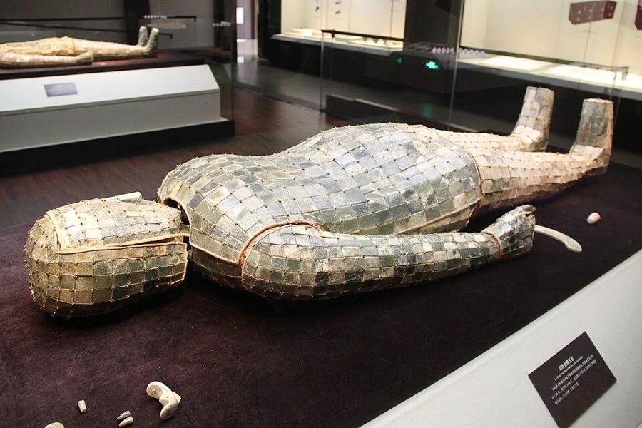 The jade burial suit of Prince Liu Sheng: About 2,500 small jade plates sewn together with gold wire, for a Han dynasty prince who died in 113 BCE.
