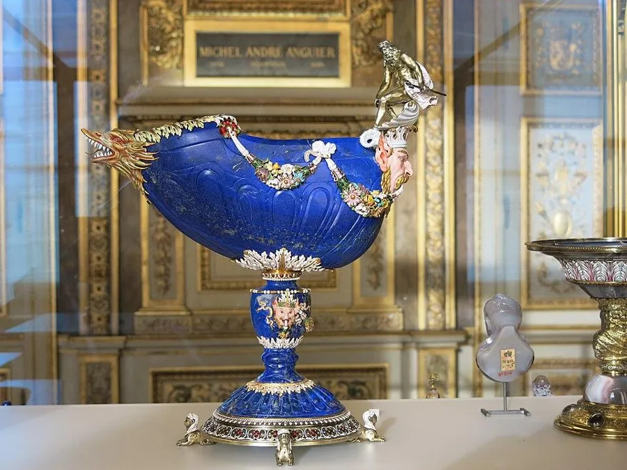 Louis XIV’s lapis ship: A nef (ship-shaped vessel) carved from lapis lazuli with silver-gilt and enamelled gold mounts, 1670.