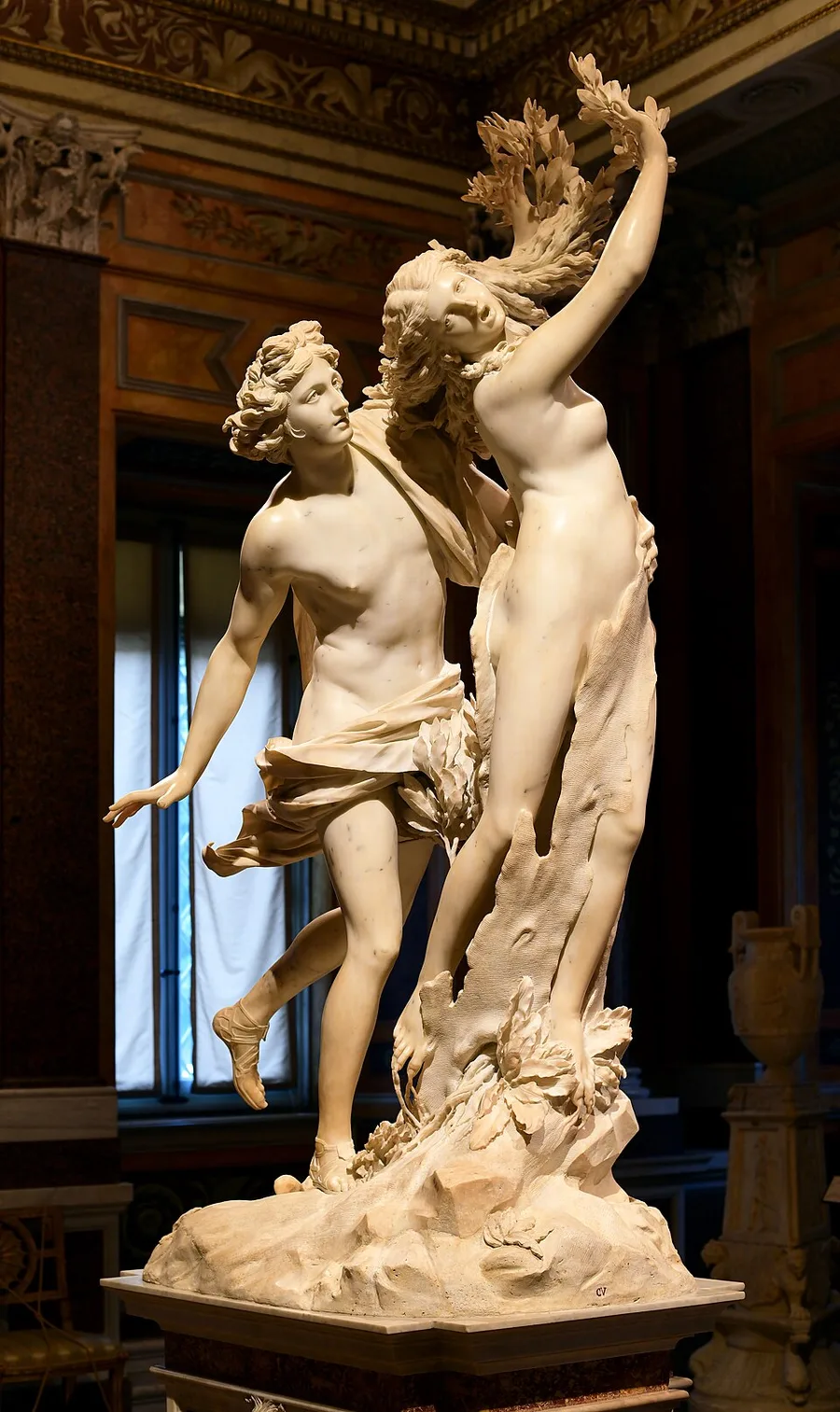 Bernini's Apollo and Daphne: Life-size marble group by Gian Lorenzo Bernini, 1622 to 1625.