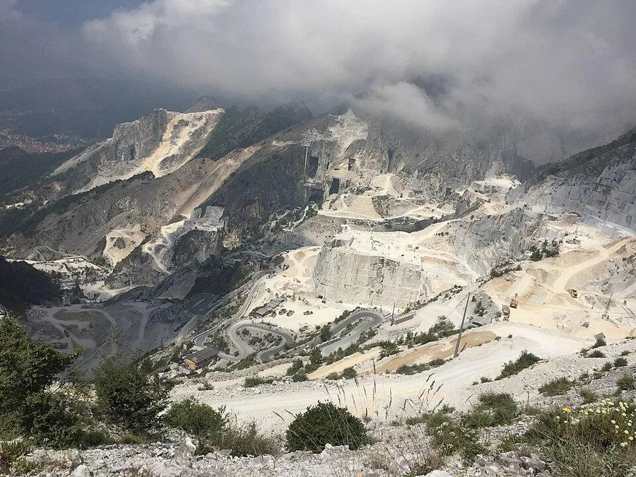 The Carrara marble quarries: Over 650 quarry sites in the Apuan Alps above Carrara, Tuscany, worked since Roman times, when the stone was called Luna marble.