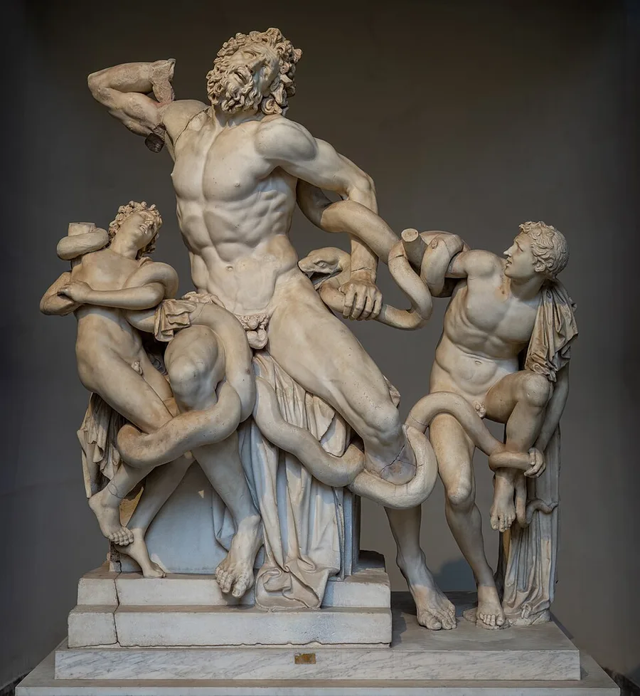 Laocoön and His Sons: Marble group just over 2 m tall, dated anywhere from 200 BC to the 70s AD.
