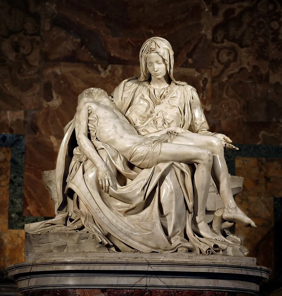 Michelangelo's Pietà: Carrara marble, carved by Michelangelo 1498 to 1499.