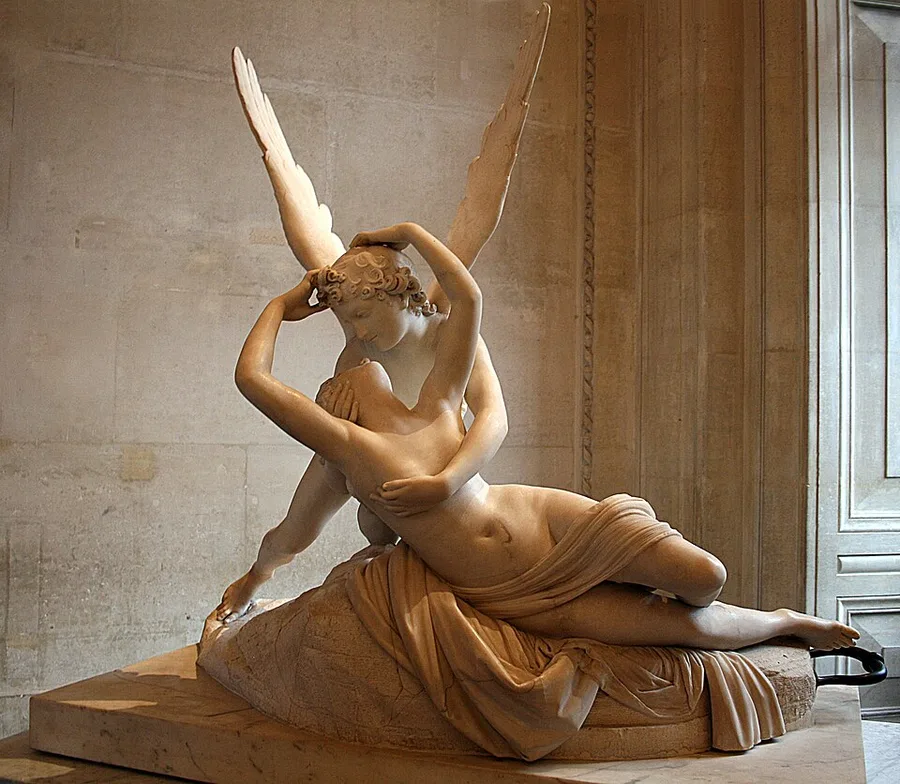 Canova's Psyche Revived by Cupid's Kiss: Marble by Antonio Canova, first commissioned in 1787.