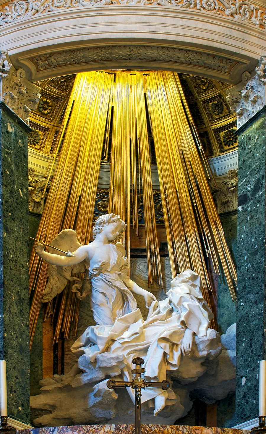 Bernini's Ecstasy of Saint Teresa: White marble altarpiece by Gian Lorenzo Bernini, completed 1652.