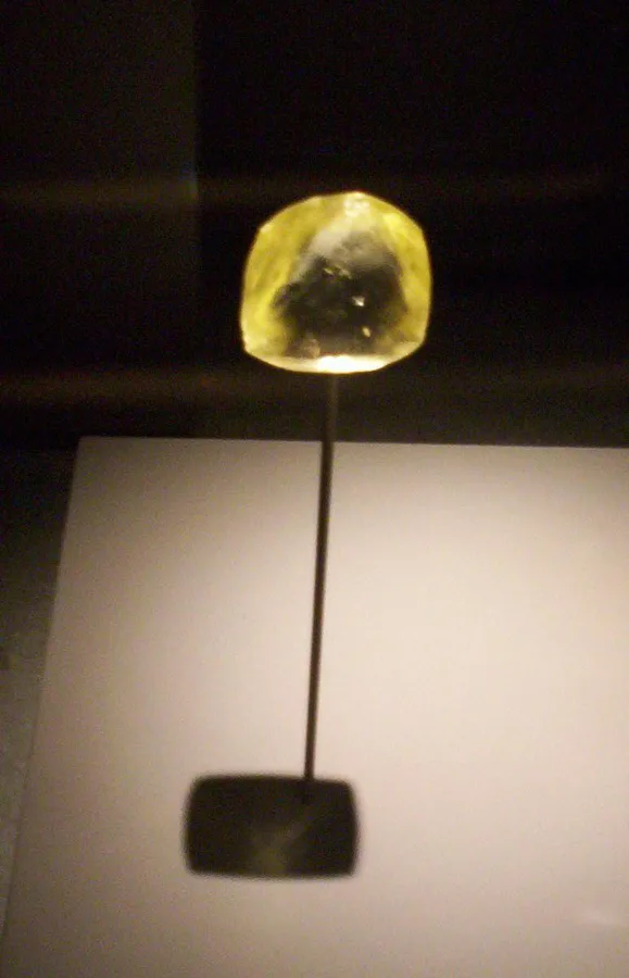 The Oppenheimer Diamond: An uncut yellow diamond crystal of about 253.7 carats from South Africa.
