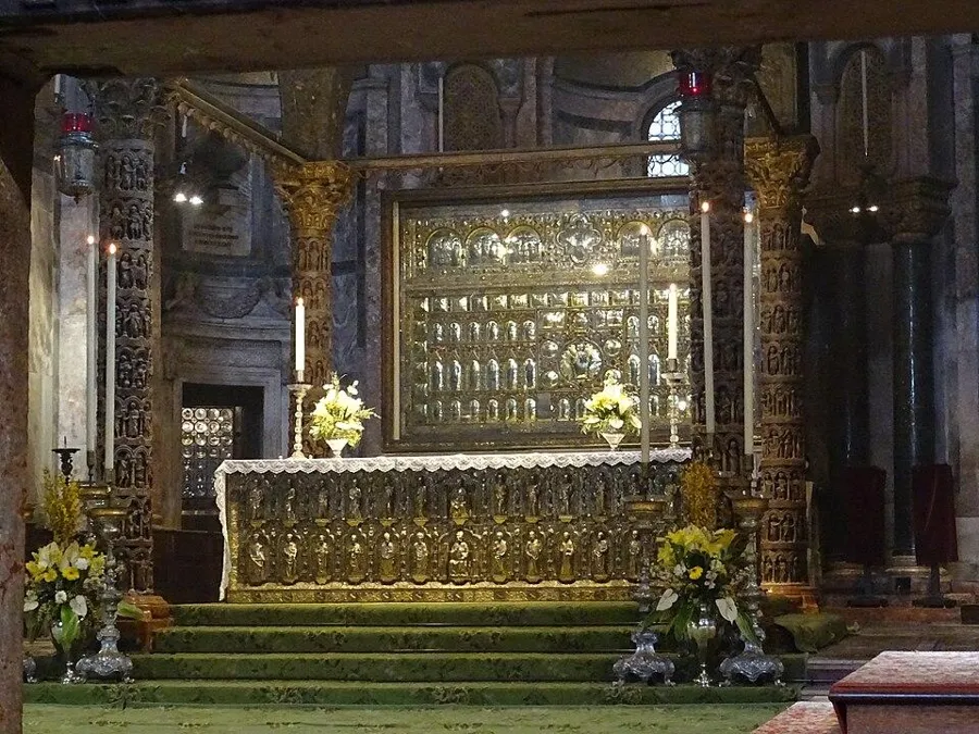 The Pala d’Oro: The gold altarpiece of St Mark’s in Venice, set with Byzantine enamels and nearly 2,000 gems: emeralds, sapphires, garnets, amethysts, pearls and more.