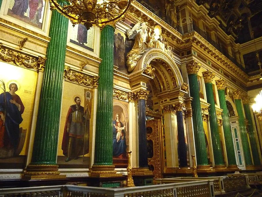 The lapis columns of St Isaac’s: Columns faced with lapis lazuli and malachite around the iconostasis of St Isaac’s Cathedral, finished in 1858.