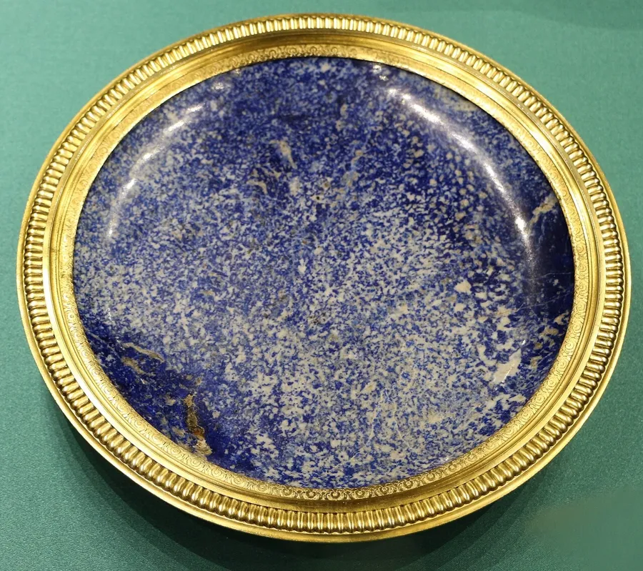 Two lapis saucers from Milan: A pair of shallow lapis lazuli saucers cut in Milan around 1600 and mounted in French silver-gilt, attributed to Jean Royel. They are part of the Dauphin’s Treasure at the Prado.