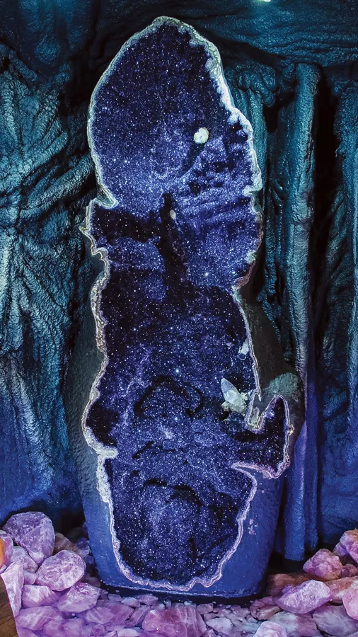 The Empress of Uruguay, one of the largest amethyst geodes ever found, taller than a person.
