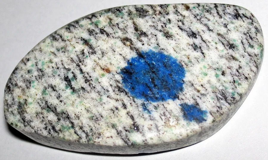 "K2 stone": round azurite spots in granite from the Himalayan mountains of Pakistan.
