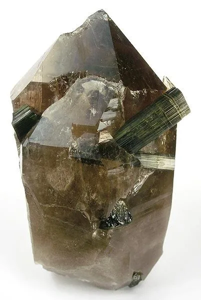 Tourmaline on smoky quartz, Haddam Neck, Connecticut, USA