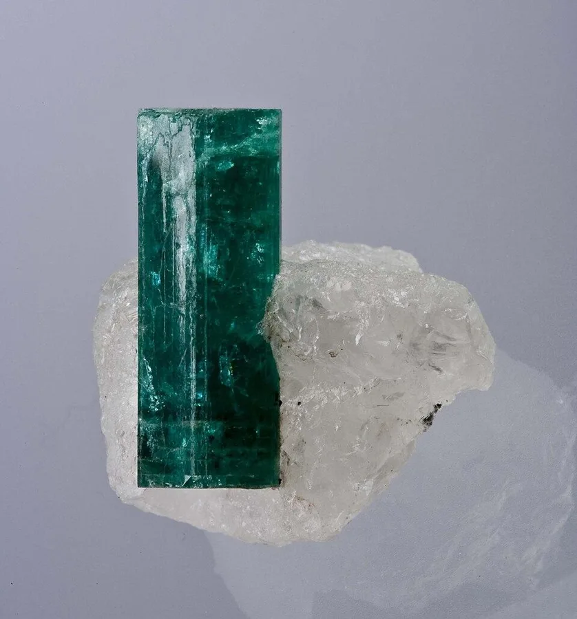 Emerald on quartz, Kagem mine, Zambia