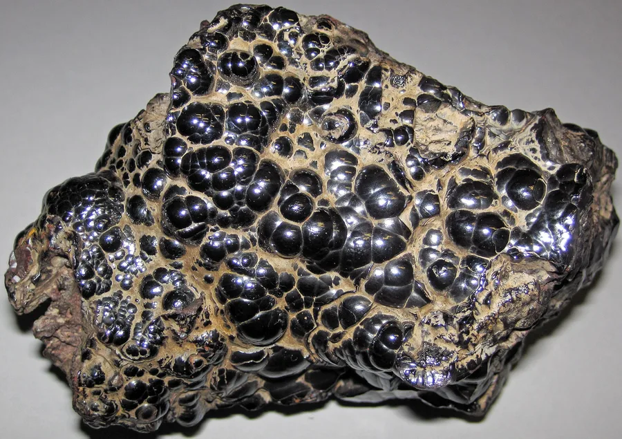 Black botryoidal hematite: rounded, bubbly masses that miners call kidney ore.