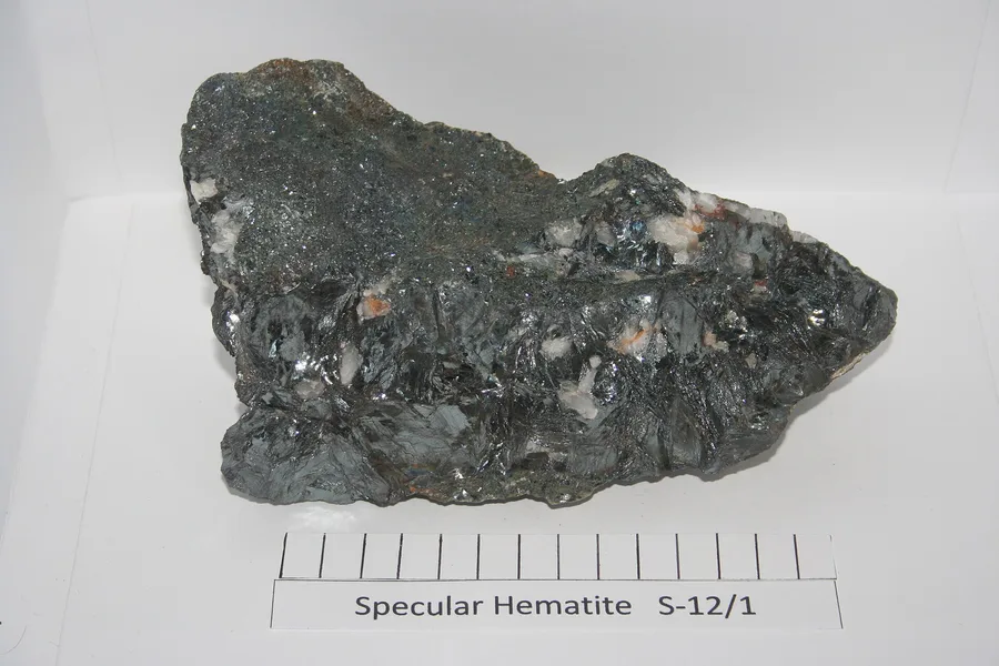 Specular hematite, made of tiny flat crystals that glitter like mirrors.