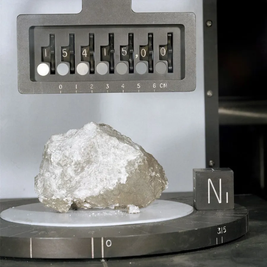 The Genesis Rock, Apollo 15 sample 15415: lunar anorthosite, as shown in NASA's 1972 Apollo 15 Preliminary Science Report.