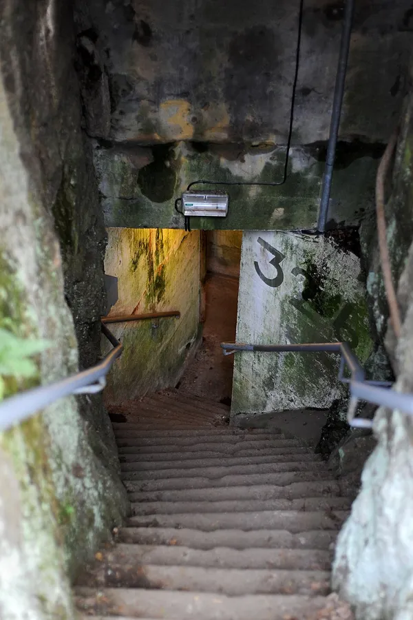 Entrance to bunker 326 of the Salpa Line, preserved at the Salpa Line Museum in Miehikkälä. Spectrolite was found in 1940 while these defences were being built.