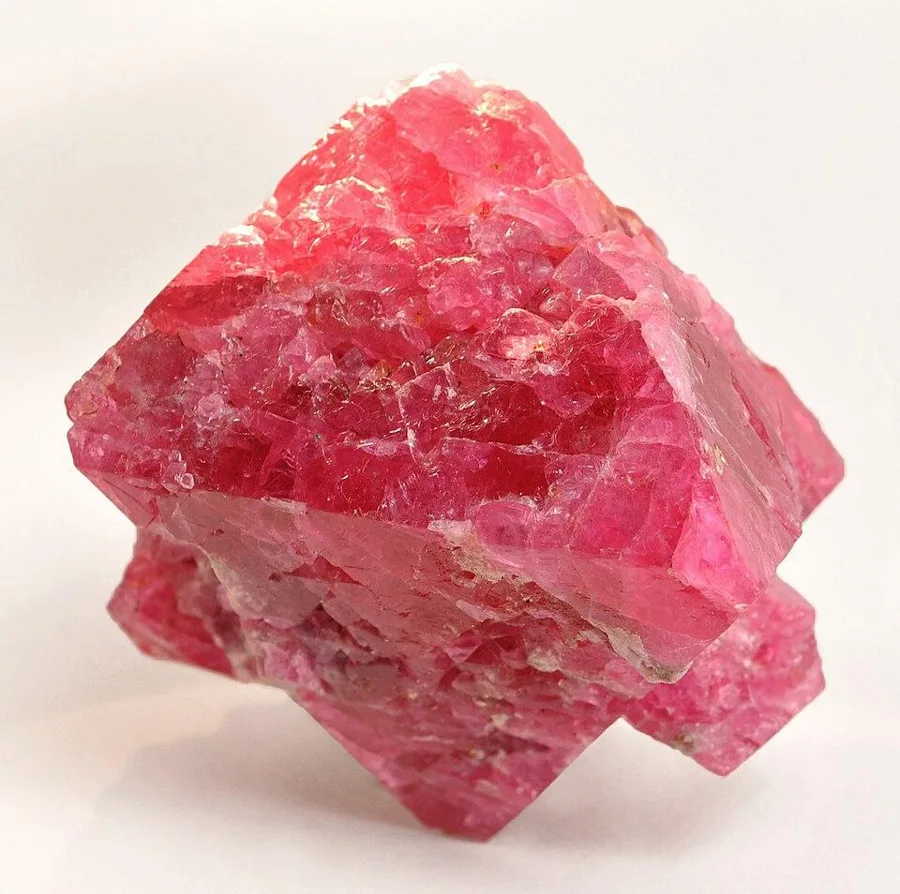 A large pink spinel crystal from Mahenge, Tanzania, where a famous find of bright pink spinel was made in 2007.