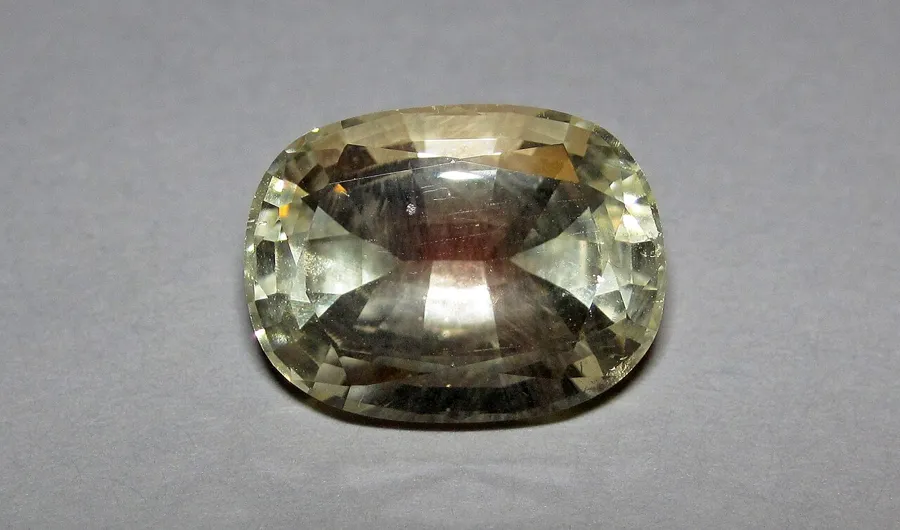 A faceted 5.8 ct Oregon sunstone from the Spectrum Mine. The colour comes from copper.